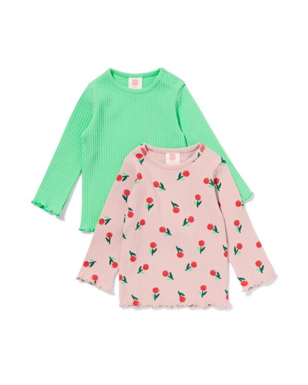 babyshirts rib - 2 stuks groen